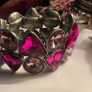 Vibrant Fuchsia Large Crystal Bracelet